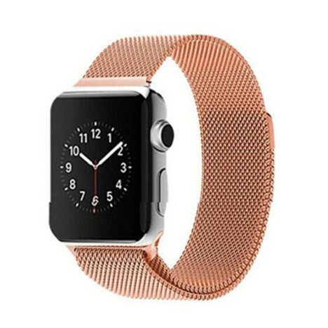 Curea iUni compatibila cu Apple Watch 1/2/3/4/5/6/7, 40mm, Milanese Loop, Otel Inoxidabil, Rose Gold